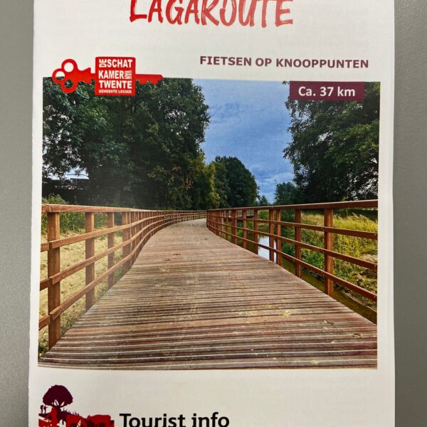Deckblatt der Lagaroute, 37 km lang. Es befindet sich ein Bild von einer Holzüberführung auf dem Deckblatt.
