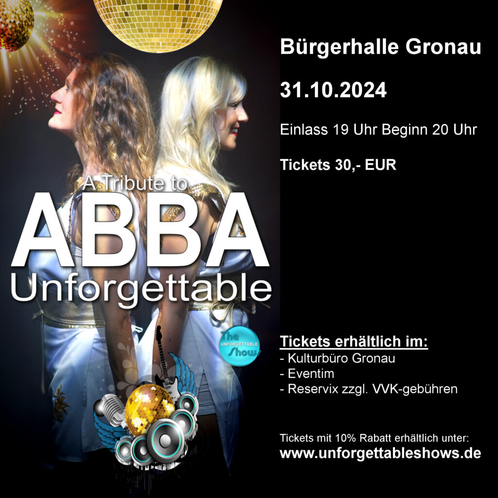 A Tribute to ABBA Unforgettable - Bürgerhalle 31.10.24