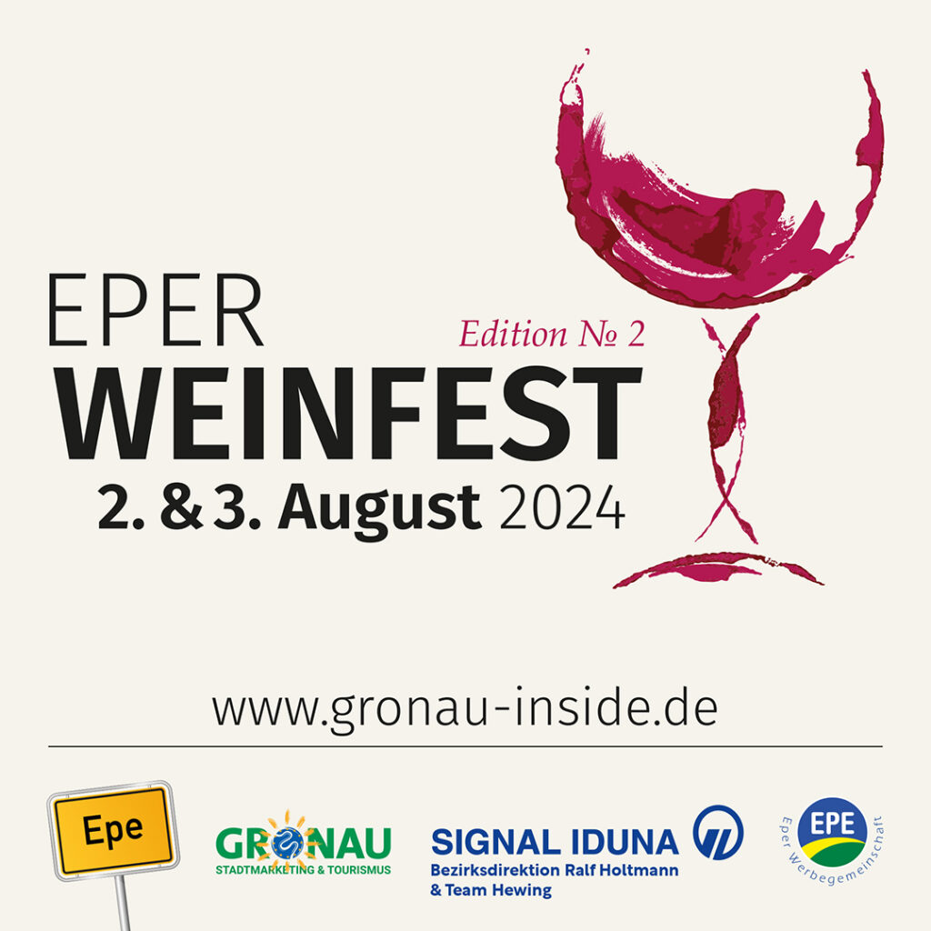 Plakat zum Weinfest am 2. & 3.August in Gronau-Epe