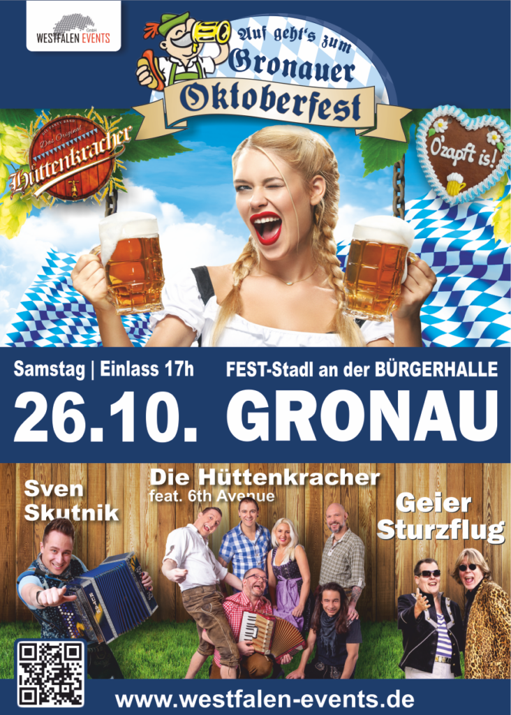 Gronauer Oktoberfest am 26.10.24 im Fest-Stadl an der Bürgerhalle