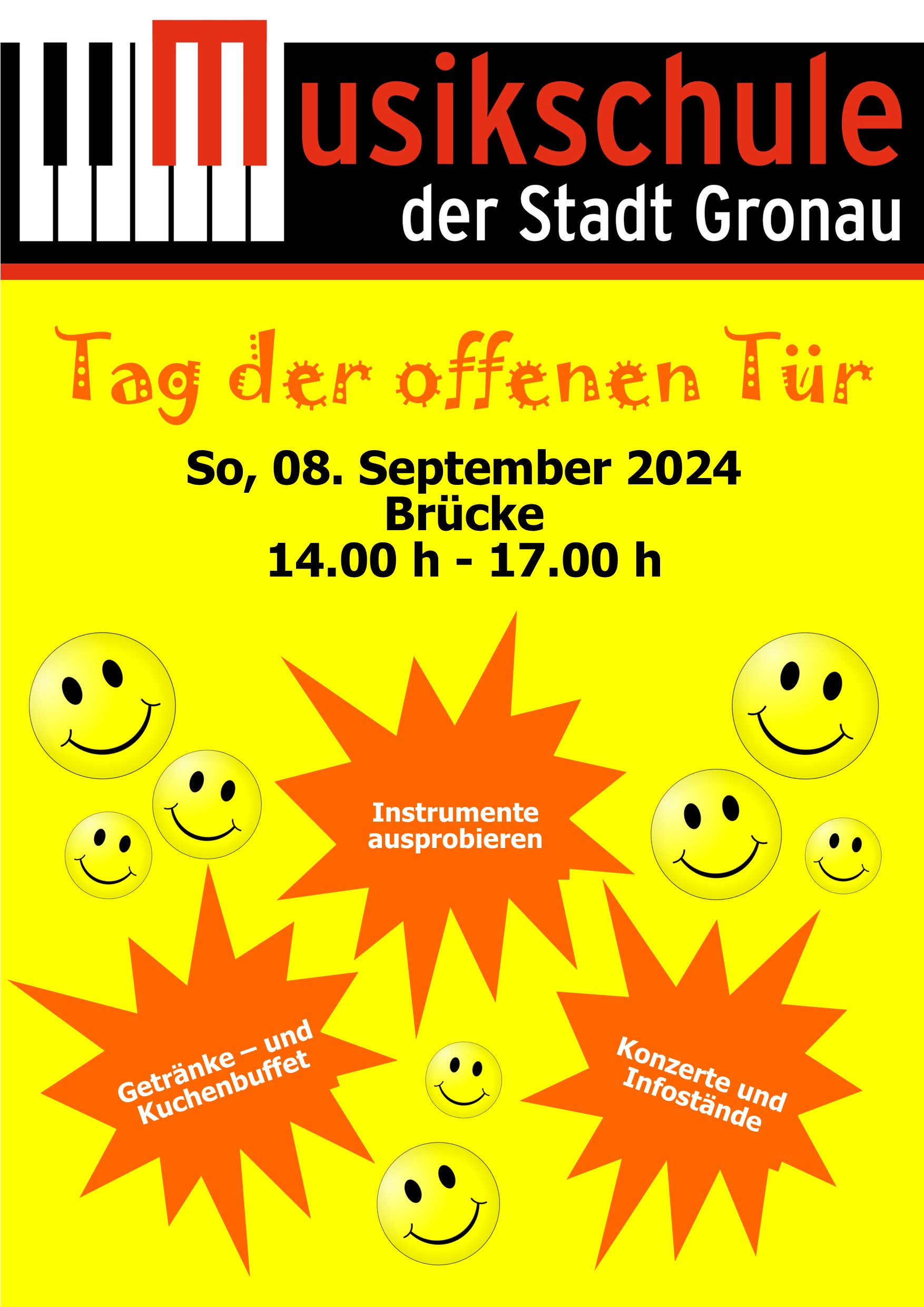 Tag der offenen Tür der Musikschule Gronau am 8.9.24 von 14h-17h