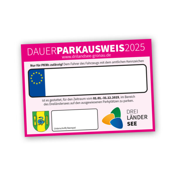 Dauerparkausweis für den Dreiländer in pink für das Jahr 2025