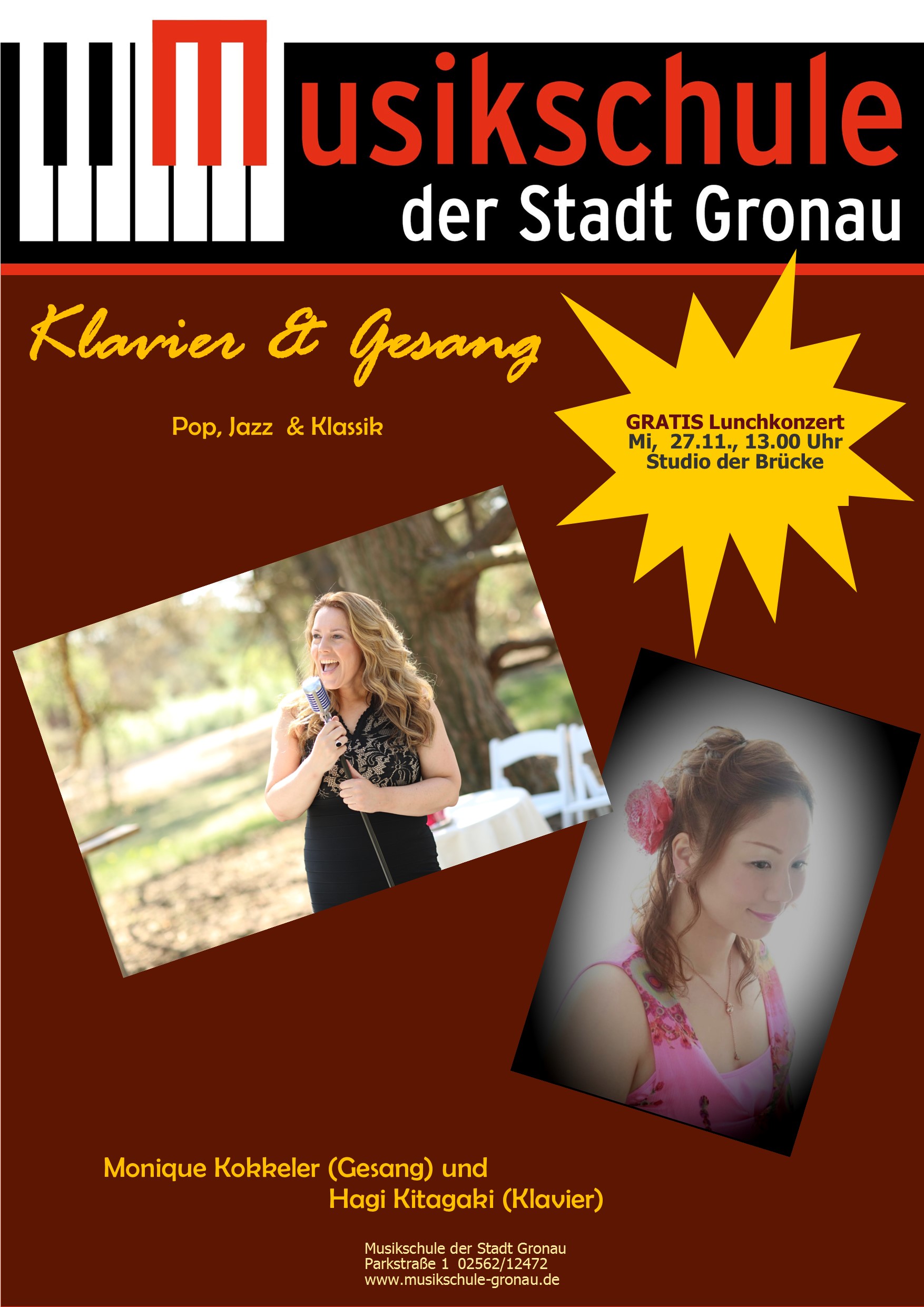 Klavier & Gesang - Gratis Lunchkonzert in der Musikschule Gronau