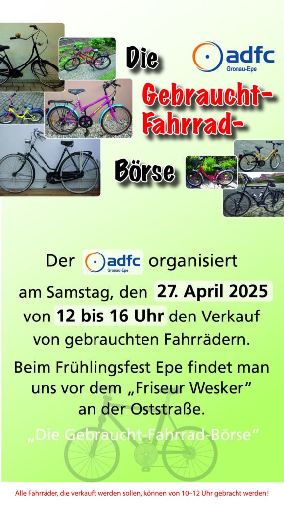 Die Gebraucht-Fahrrad-Börse - organisiert vom adfc Gronau-Epe