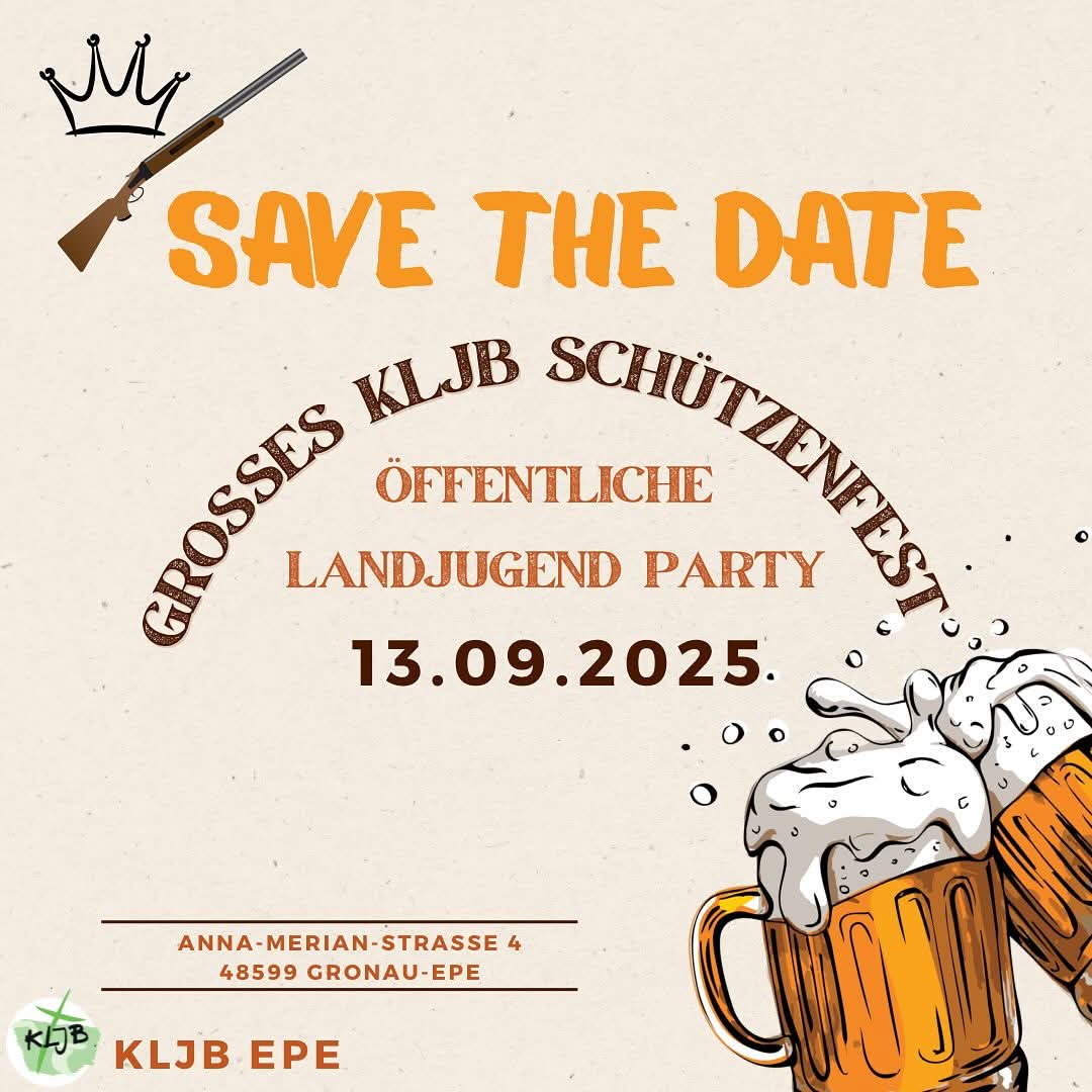 Eine Einladung zur Landjugendparty mit zwei anstoßenden Biergläsern als Comic-Zeichnung