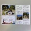 Das Faltblatt zeigt Fotos von Radfahrern, einem Holzsteg am Wasser, einem Picknicktisch im Grünen und einem Dorf mit Backsteinhäusern. Im Text werden Stationen der LAGA-Route beschrieben, z. B. Gronau, Losser, der Laga-Pfad entlang der Dinkel und Naturgebiete.