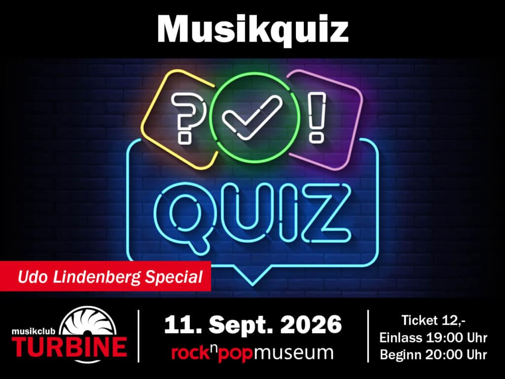 Graphic for the Udo Lindenberg music quiz. On September 11, 2026.