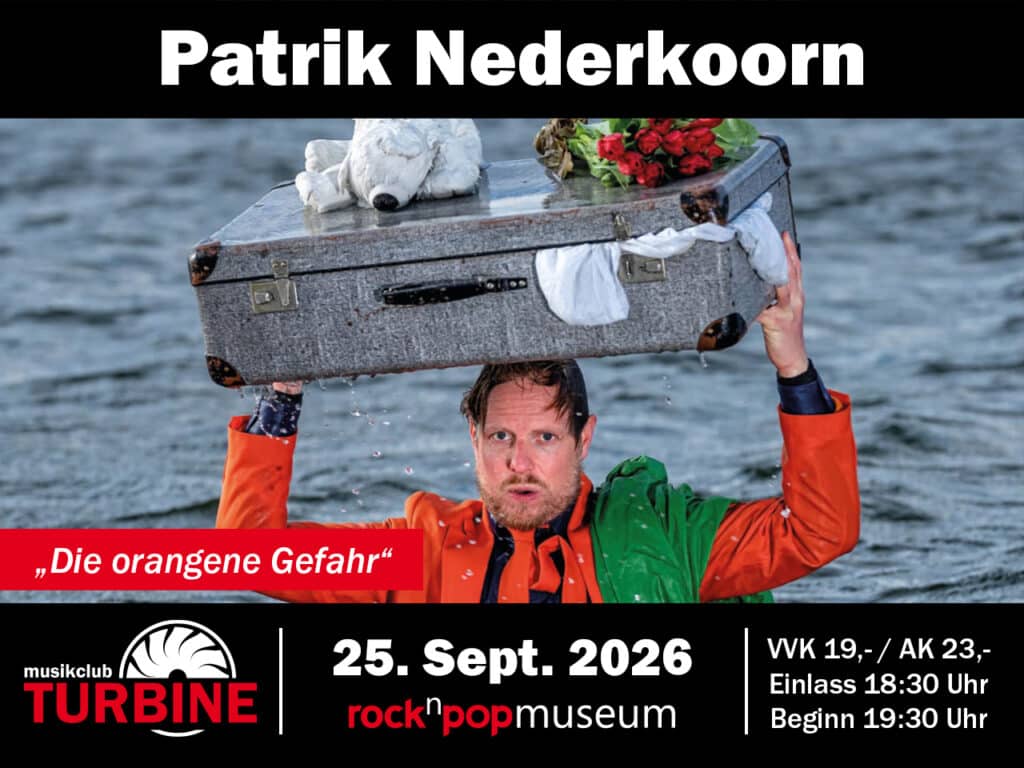 Poster for the event with Patrick Nederkoorn on September 25, 2026.