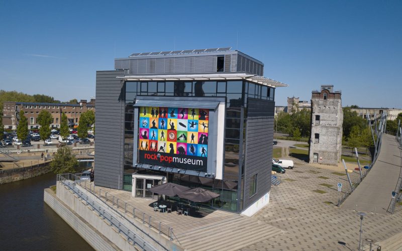 The photo shows the Rock 'n' Pop Museum from a bird's-eye view.